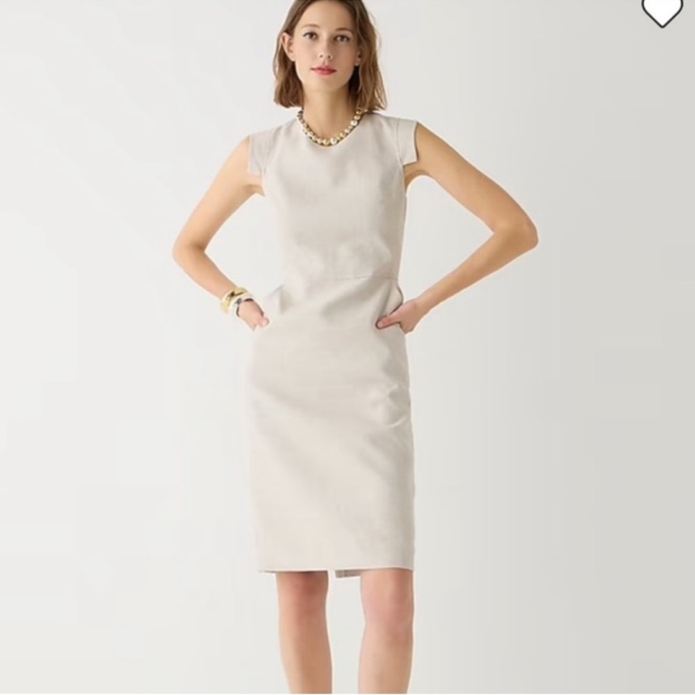 J. Crew Resume Dress in Stretch Linen Flax Tan
